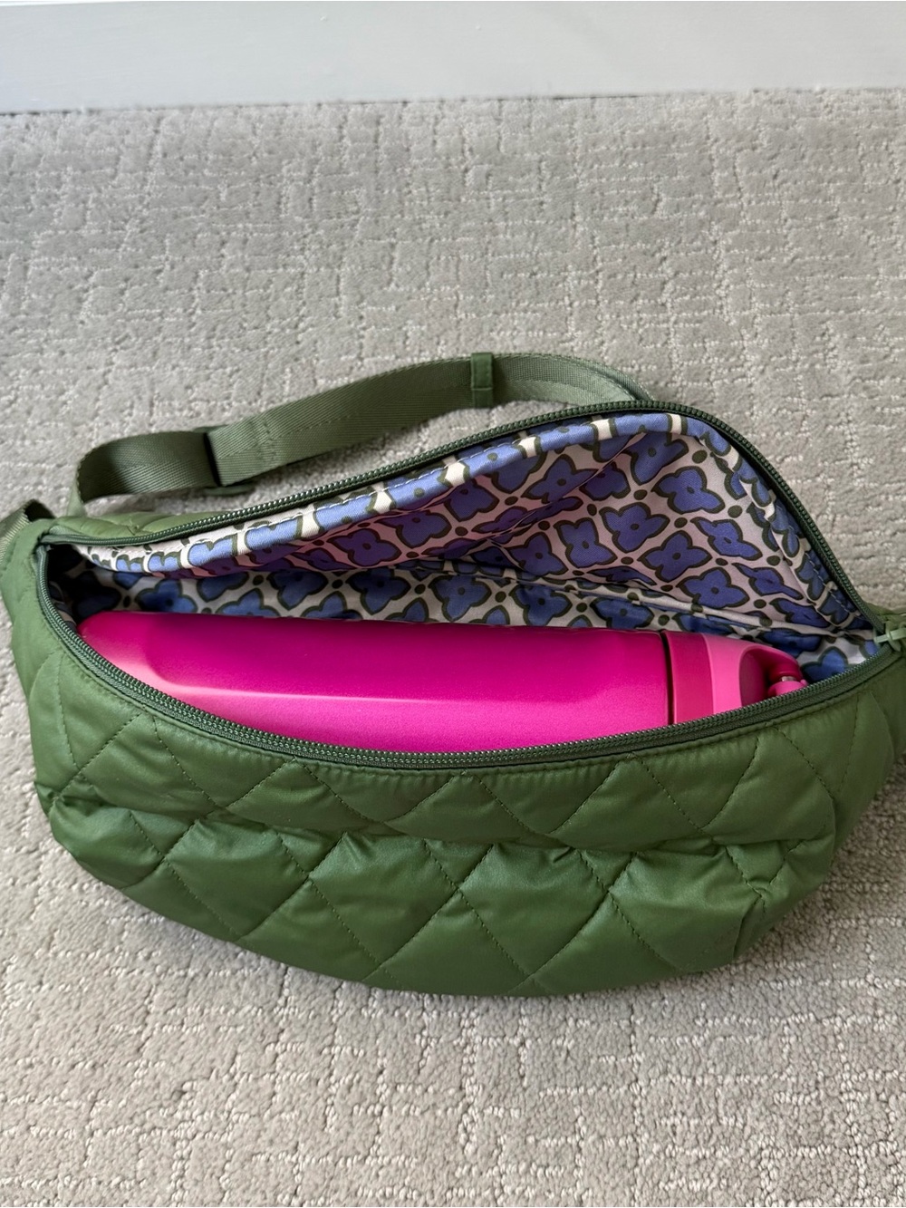 Vera Bradley Medium Crescent Sling Crossbody in Pearlized Cedar Green - Picture 4 of 7